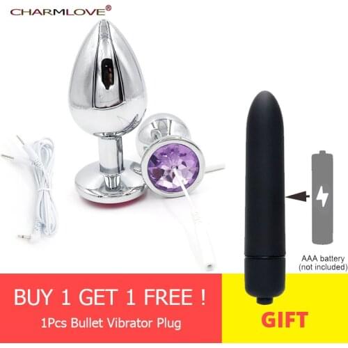 Charmlove 2pcs/lot erotic electric shock anal plug electro shock butt plug medical themed toys electro sex toy for couples games