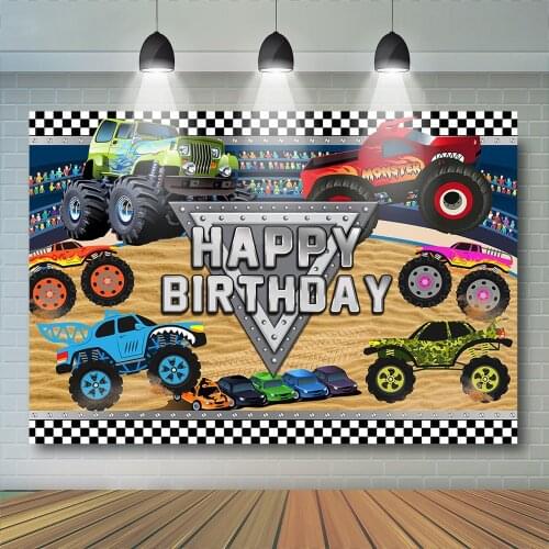 Racing Car Boys Birthday Backdrop Child Party Decoration Kids Toy Photography Background Teenager Younger Arena Photostudio