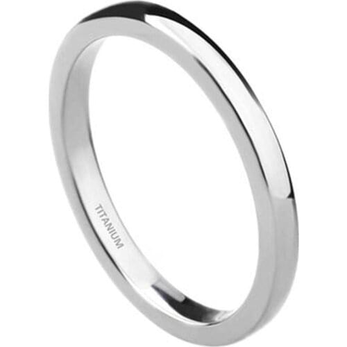 2mm/4mm/6mm Polished Silver Color Titanium Ring Women Smooth Wedding Band Minimalism Simple Stack Rings Female Fashion Jewelry