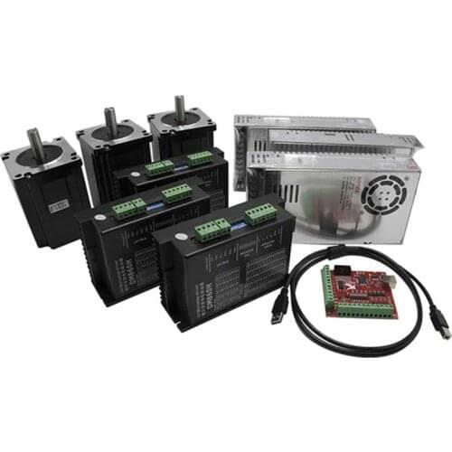 3 Axis CNC Router Lathe Kit Nema 34 Stepper Motor+DM860H servo Driver + 4axis Breakout Board+Power supply