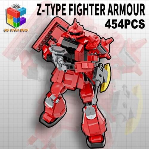 Hot Robot MOC Mecha Red ZAKU MS Building Block Bricks Weapon Creator Army Model Soldiers Kids Toys