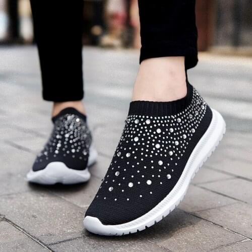 Women Shoes Knitting Sock Sneakers Plus Size43 Fashion Women Vulcanize Shoes Female Air Mesh Sneakers Flat Casual Tenis Feminino