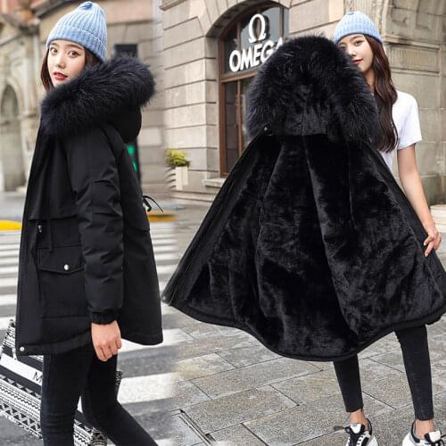 Womens Jacket 2021 New Womens Parka Warm Fur Lining Winter down jacket Fake Fur Collar Female Jacket Winter Jacket Women