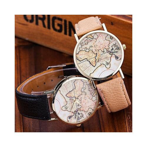 World map clock inserts several golden color vintage fashion bracelet analogicog 99 S0231 sent from Italy
