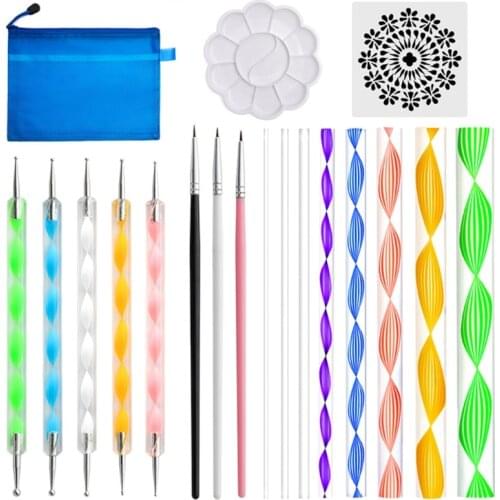 Mandala Dotting Tools Set 19 PCS Mandala Painting Kit Art Craft Supplies Stencils Ball Stylus Brushes Tray