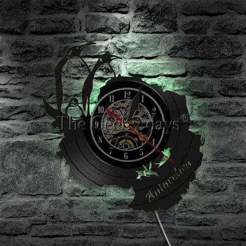 Handmade 12" Round Vinyl Record Wall Clock Penguin Design Laser Cut Handicraft art Antarctic Animals Record Time Clock