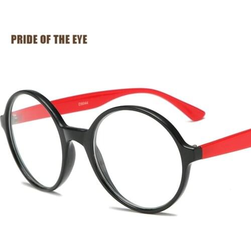 2019 new round frames retro anti-blu-ray computer lens womens color optical frames womens/mens black red glasses punk style