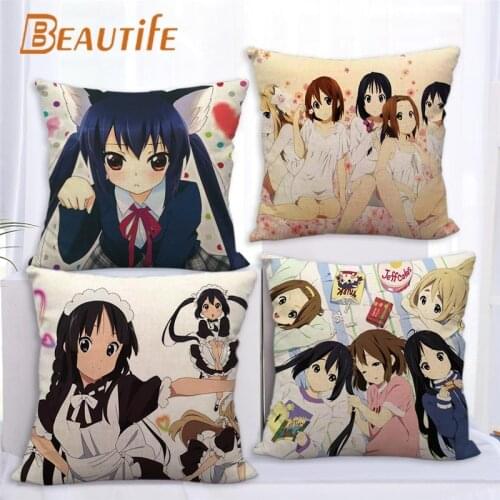 New Arrival K-ON! Anime Pillowcase Bedroom Home Decorative Cover 45x45cm Square Zipper Pillow Cases Cotton Linen Fabric No Fade