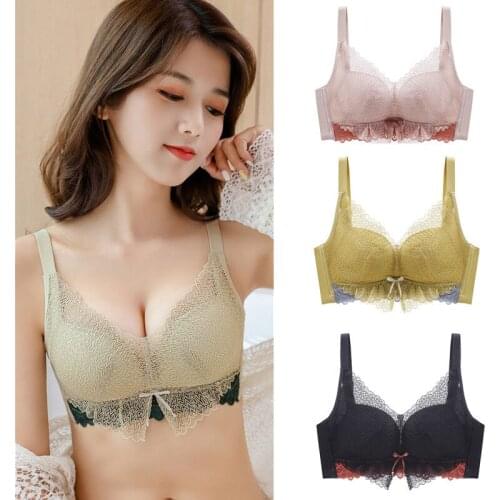 New Products no steel ring girl lace splicing Convergence Adjustment Bra