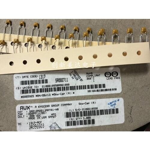 Original new 100% monolith capacitor 220pf 200v 221 multilayer ceramic high temperature resistance 260 degrees SR212A (Inductor)