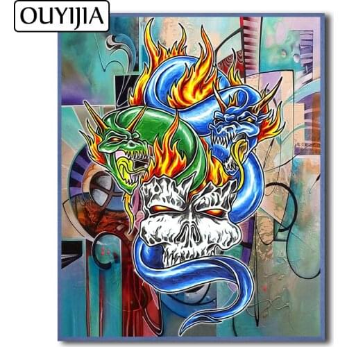 OUYIJIA Cartoon Art Skeleton Mosaic 5D DIY Diamond Painting Devil Classic Embroidery Rhinestone Home Decoration Gift CrossStitch