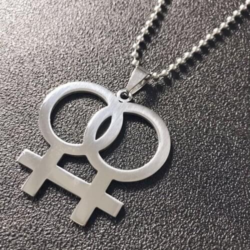 LGBT Gay Pride Necklaces Girl Boy Symbol Necklaces Pendant Stainless Steel Chain Necklace Cool Lesbian Gay Pride Jewelry gift