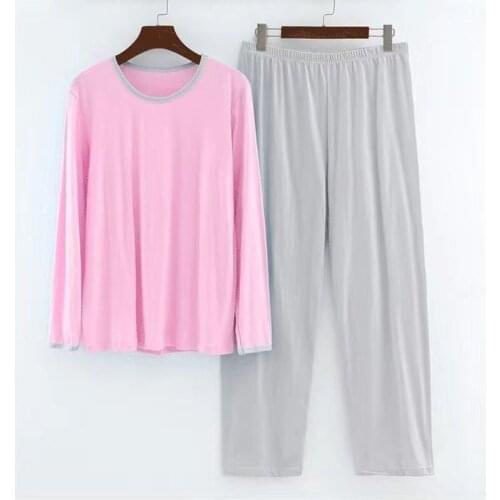 100% Cotton Simple Pajamas Set Women Solid Color Homewear Femme Full Sleeves Sleepwear Fashion Autumn Round Neck Japanese Style