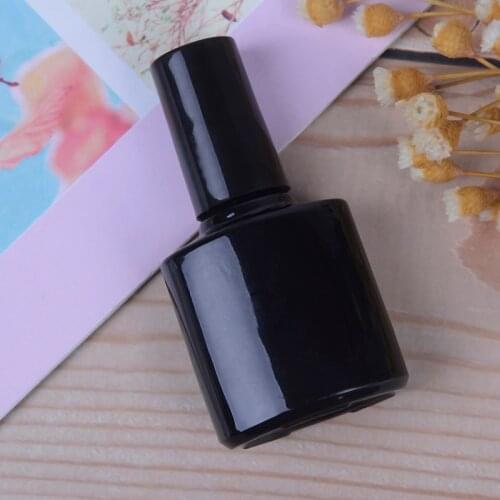 10ml Empty Nail Polish Bottle Nail Glass Bottles With Brush Cosmetic Containers Black Transparent Glass With A Lid Brush