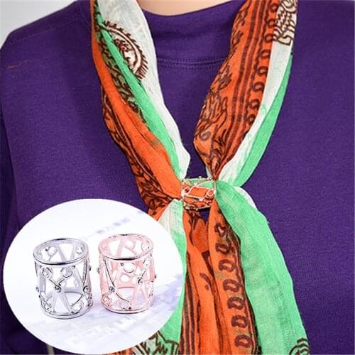 Roses hollow scarves buckle wild shawl buckle ring Korean version of stewardess scarves circle for female