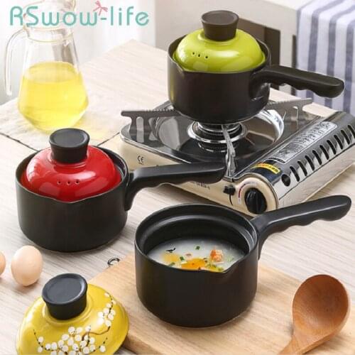 Ceramic Milk Pot Single Handle Small Casserole Baby Food Supplement Pot Baby Single Hot Milk Small Pot Household Milk Pot