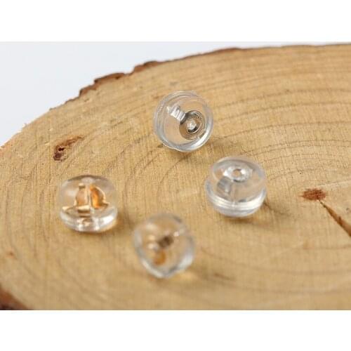 Special offer 18k yellow gold earnut with silicon earring backs for jewelry diy making findings accessories supply