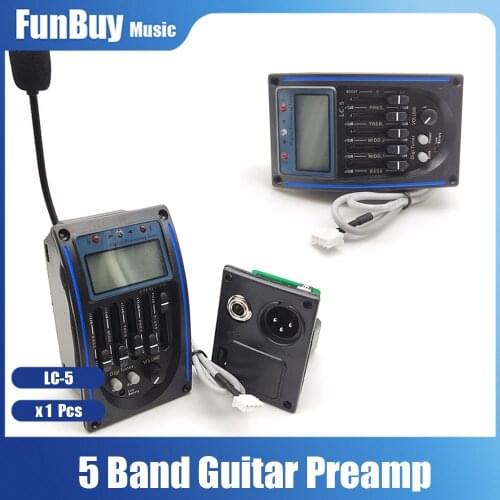 LC-5 5 Bands Acoustic Guitar Pickup EQ Preamp LCD Tuner Piezo Pickup Equalizer System with Microphone