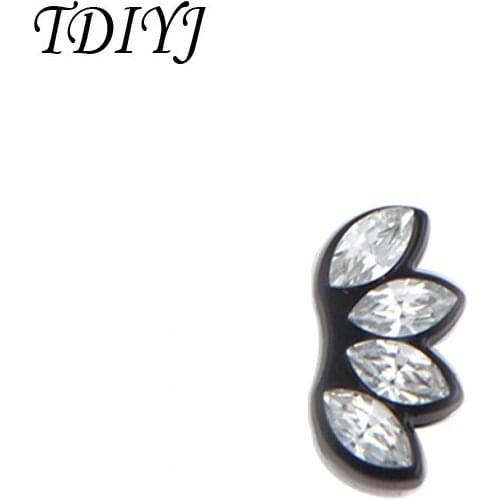 TDIYJ New Black Crystal Petal Slide Charms Keeper for 10mm Mesh Bracelets 6Pcs/lot for Women