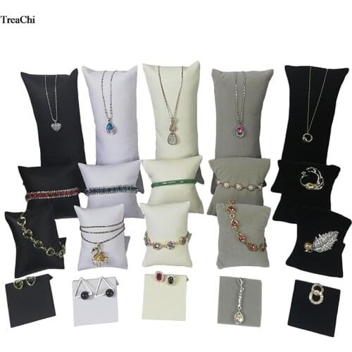 Velvet Watch Display Pillow Stand Jewelry Storage Organizer Holder PU Bracelet Bangle Display Cushion Rack Jewelry Display Stand