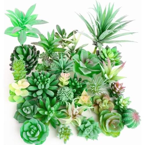 Green Flocking Artificial Succulents Plants Home Garden Decoration Flower Arrangement Bathroom Accessories Planta Artificial