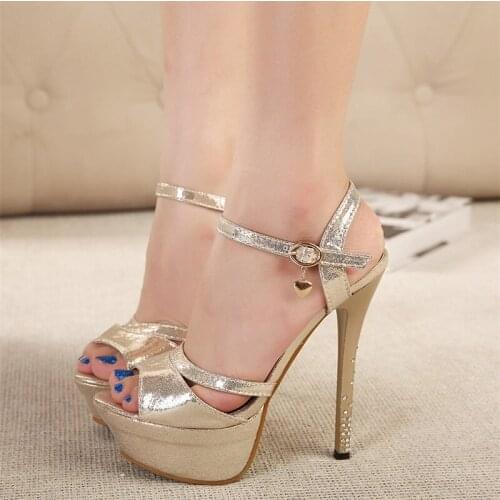 Crystal Sandal Platform Heels Sandals Women Summer Shoes 14CM High Heel Sandals Gold Black Silver Sandals Sandalias Plataforma