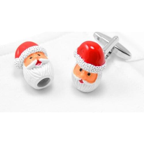 10Pairs/lot Father Christmas Cufflinks Novelty Enamel Santa Claus Cuff Links Xmas Gift Mens Jewelry Wholesale