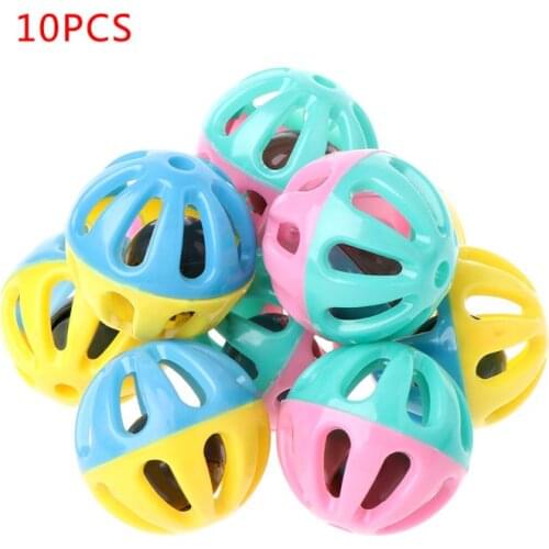 10 Pcs Cat Toy Hamster Chinchillas Cats Dog Plastic Round Hollow Double Color Bell Toys Ball