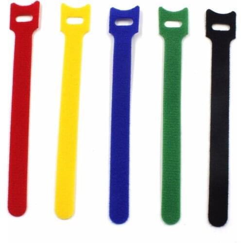 100pcs 200mm Reusable Hook and Loop Fastening Cord Cable Self-Attaching Ties Wraps Straps