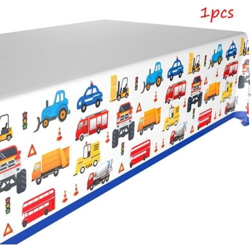 108cm*180cm Cartoon Car Disposable Tablecloth Construction Vehicle Table Cover Baby Shower Kids Birthday Party Decor Supplies
