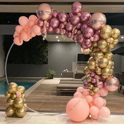 121pcs Chrome Gold Rose Pastel Baby Pink Balloons Garland Arch Kit 4D Rose Balloon Arch Birthday Baby Shower Wedding Party Decor