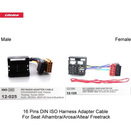 16 Pins DIN ISO Harness Adapter Cable For Seat Alhambra/Arosa/Altea/Freetrack