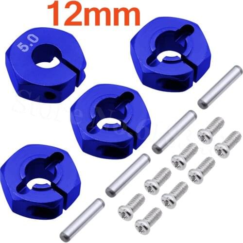 4pcs Aluminum 5.0 Wheel Hex 12mm Drive Hubs With Pins Screws CNC For RC Car Trucks Buggies HSP HPI Tamiya