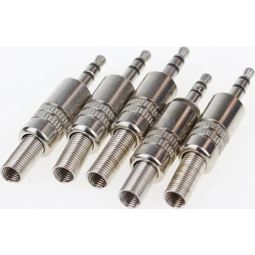 5 pcs 3.5mm 3-Pole Stereo Metal Plug Connector 3.5 Plug & Jack Adapter With Soldering Wire Terminals 3.5mm Stereo Plug