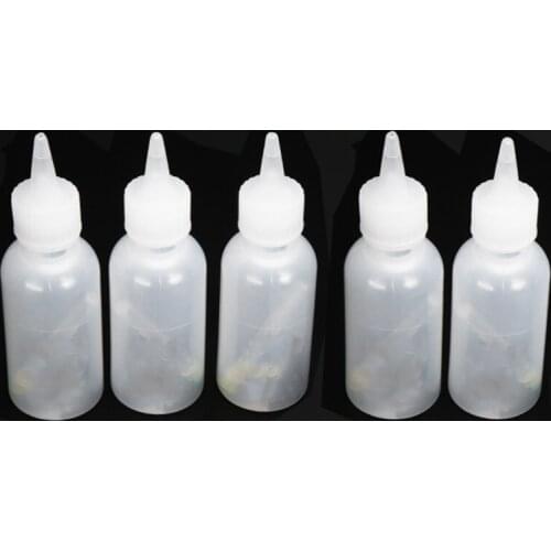5pcs/Set 50ML Flux Alcohol Bottle Empty E-liquid Plastic Rosin Bottles with Needles for Dispenser Rosin Solder Flux Paste
