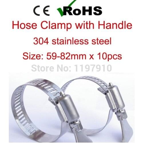 59mm-82mm x 10pcs American Style T Bolt Spring Clamp with Butterfly Handle 304 Stainless Steel Adjustable Tube Clip High Quality