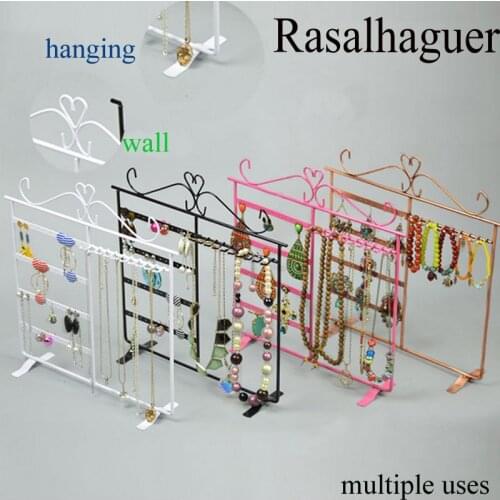 48 Holes 6 Hooks Metal Gfit Stud Jewelry Display Box Necklace Pandents Ring Earrings Organizer Jewellery Packaging Holder Stud