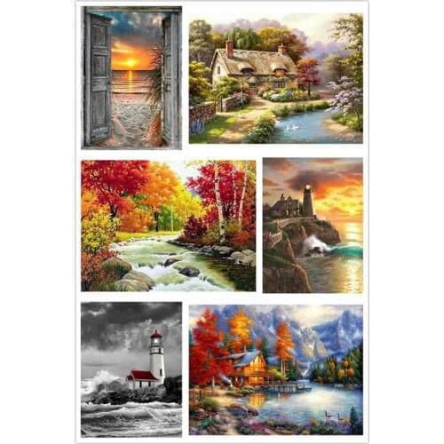 5D Diamond Painting Landscape Sunset Sea View Square/Round Embroidery Cross Stitch Kit Painting Mosaic DIY Home Decoration Gift