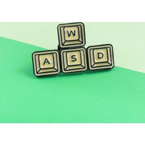 WASD Keyboard Brooches pins Game Keys tablets PS Brooches Enamel pin Poison Game icon Lapel Denim Computer Badge Button Jewelry