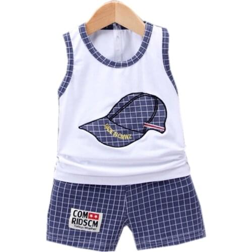 New Children Cotton Clothing Cute Baby Boy Girl Embroidered Hat Vest Shorts 2Pcs/Sets Infant Cartoon Fashion Clothes Tracksuits