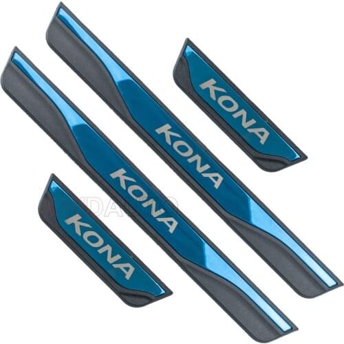 For Hyundai KONA EV Electric Accessory 2021 2020-2017 Stainless Car Door Sill Kick Scuff Plate Protector Trim Cover Pedal Guard