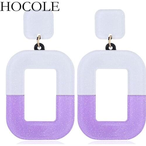 HOCOLE New 2018 Fashion Vintage Acrylic Square Drop Earrings For Women Lovely 4 Color Pendientes Jewelry Accessories Wholesale
