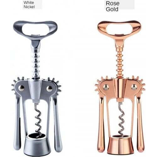 Quality Rose Gold Portable winged Shape Red Wine Corkscrew Kitchen Beer Cap Opener Metal Wine Cork Remover Bars Sommeliers Tools