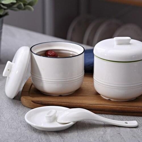 Ceramic health-preserving and water-proof stewed birds nest stew cup with small inner gallbladder steamed soup cup with cover