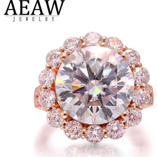 Luxury 5ct Solitaire Side Stones Moissanites Ring 4 Prong Setting 14k Rose Gold Lab Grown Diamond Rings For Women Ladys Gift