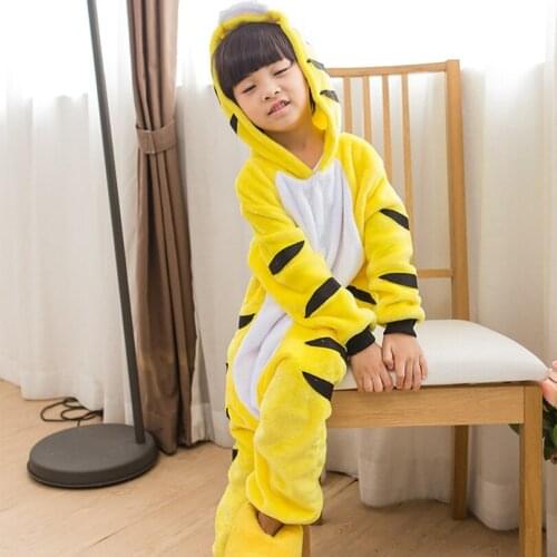 Kigurumi Costume Tiger Kids Cosplay Onesie Lovely Warm Boy Girl Anime Animal Party Disguise Hooded