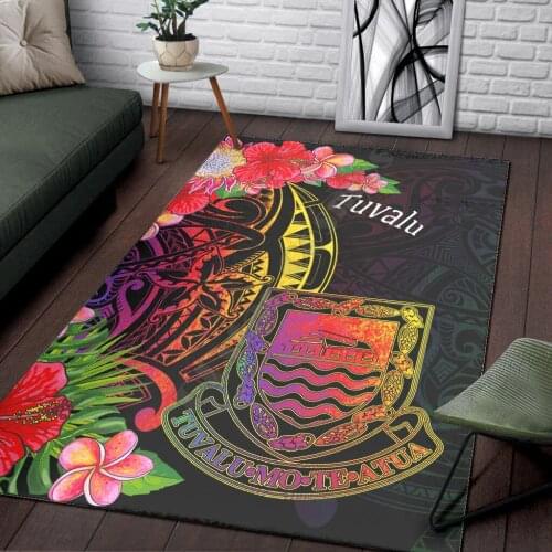 Tuvalu Area Rug Tropical Hippie Style Carpet Mat for Living Room Doormat Flannel Print Bedroom Non-slip Floor Rug