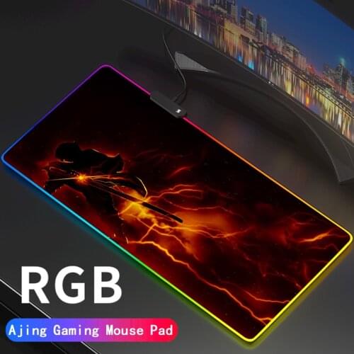 Demon Slayer Mouse Pad Rgb Anime Rug Setup Gamer Accessories Gaming Mats with Backlight Mat Mousepad Speed Led Keyboard Carpet