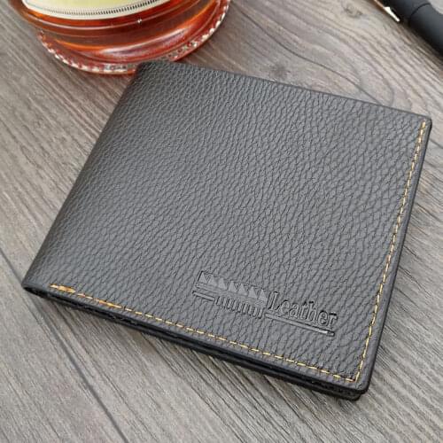 Mens Wallet Short Ultra-Thin Purse Business Leather Credit Card Holder Mult-pocket Money Pack Simple Male Double Fold Coin Bag