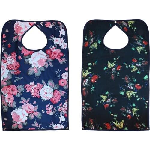 Pack of 2 Reusable Adult Bib Clothing Protector Waterproof Crumb Catcher Washable Men Women Apron Eating Aid